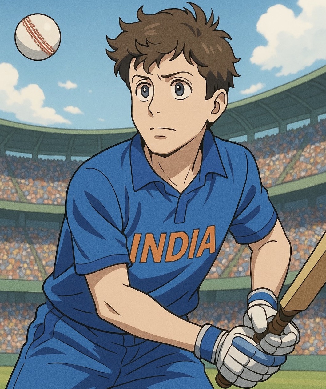 Preview for: sam altman as a cricket player in anime style...